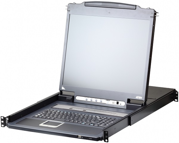 Переключатель KVM Aten CL5708IN-ATA-RG 8-портовый, PS/2, USB, VGA, с ЖК дисплеем, доступом по IP, разъемом гирляндного подключения и поддержкой USB-пе