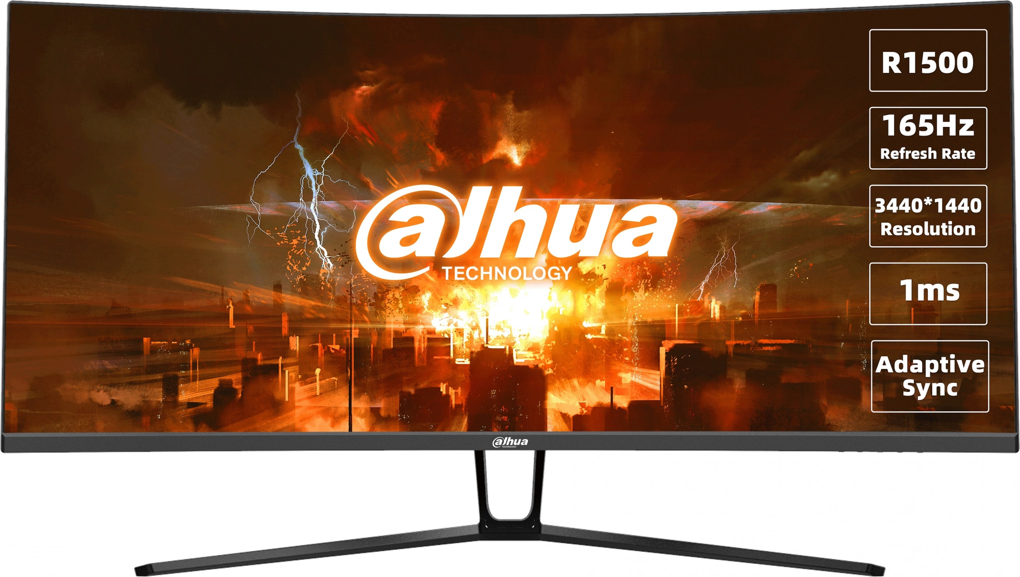 Монитор 34 Dahua DHI-LM34-E330C 3440x1440, LED, 21:9, VA, 350cd, 3000:1, 1ms(MPRT), 178/178, DP, HDMI, audio, 165Hz, curved 1500R, tilt, VESA 75х75,
