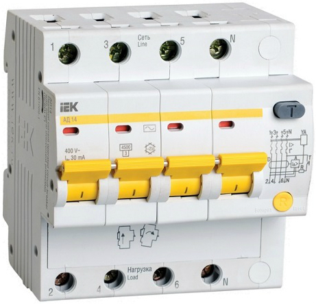  Автомат дифференциальный IEK MAD10-4-032-C-030 АД14 4Р 32А 30мА