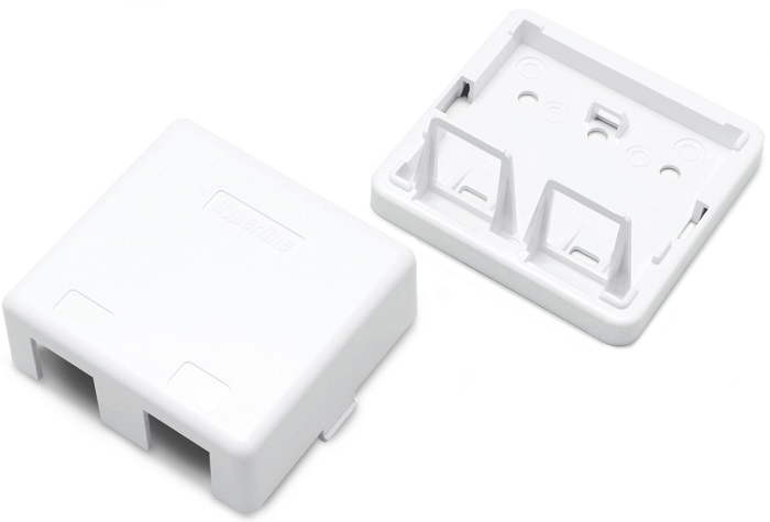 Корпус Hyperline SBB3-2-WH настенной розетки для установки 2-х вставок типа Keystone Jack, белый
