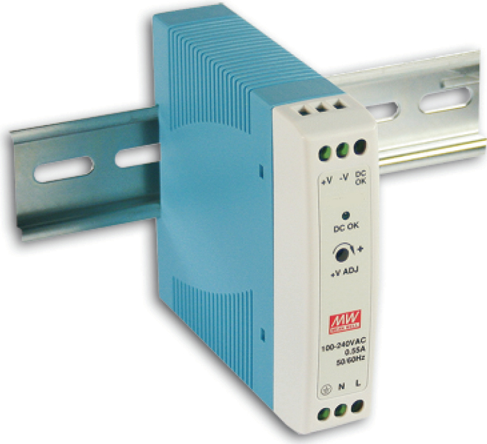 Преобразователь AC-DC сетевой Mean Well MDR-10-24 источник питания 24В с универсальным входом от 85 до 264 В AC, мощность 10Вт / 0,42А, монтаж на DIN-