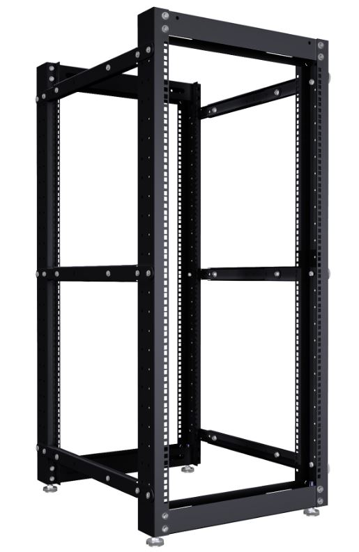 Открытая стойка двухрамная 19, 24U NTSS NTSS-2POR24U/600-1000-BL 600-1000мм, комплект ножек, черный RAL 9005