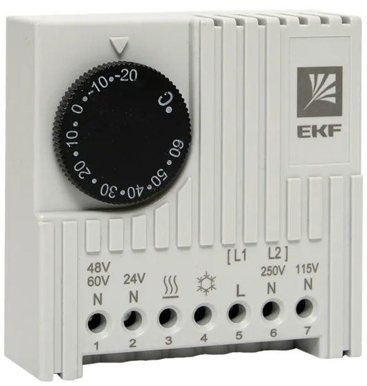 Термостат EKF thermo-no-nc-din NO/NC (охлаждение/обогрев) на DIN-рейку 5-10A 230В IP20 PROxima