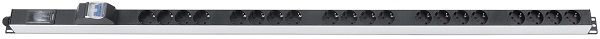 Блок розеток 19, 20 розеток Cabeus PDU-16-20S-B-T для шкафов, вертикальный, 20 розеток Schuko, 16А, автомат защиты, алюминиевый корпус, клеммная колод