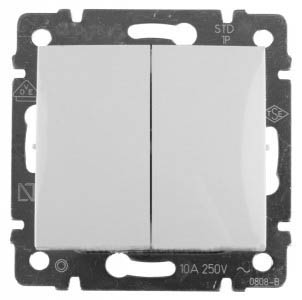 Выключатель Legrand 774405 Valena двухклавишный, в рамку, 10А, 250В, IP20 (белый)