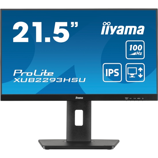 Монитор 21,5 Iiyama ProLite XUB2293HSU-B6 черный, IPS, 1920x1080, 100Hz, 1ms, 1000:1, 250cd/m2, 178°/178°, HDMI M/M, матовая HAS Piv, DP, USB