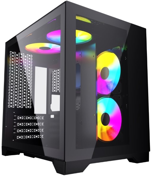 Корпус mATX Powercase Vision Micro черный, без БП, боковая и передняя панель из закаленного стекла