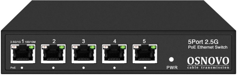Коммутатор PoE OSNOVO SW-5D-1(60W) 2.5G Ethernet на 5 RJ45 портов