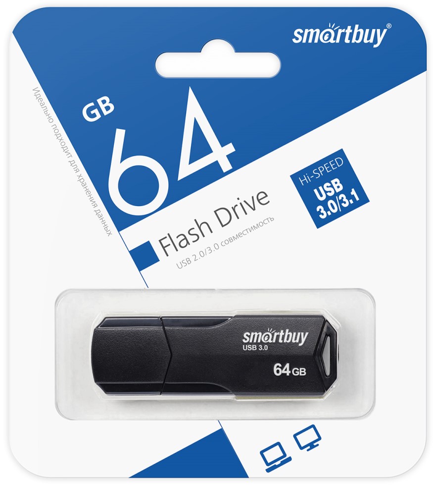 Накопитель USB 3.1 64GB SmartBuy SB64GBCLU-K3 Clue чёрный