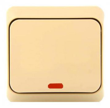 Переключатель Schneider Electric BA10-007K Этюд 1-клавишный, с подсветкой, наружный, 10 А, 220/250 В, 3680 Вт, IP20, в сборе (кремовый)