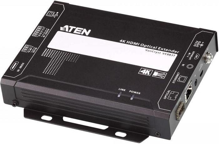 Удлинители HDMI Удлинитель Aten VE883TK1-AT-G extender transmitter, HDMI+AUDIO+USB+RS232+IR+ETHERNET, 300 м., 2xОптич.волокно многомод.850нм, HDMI+5 клемм+USB B+3 кле