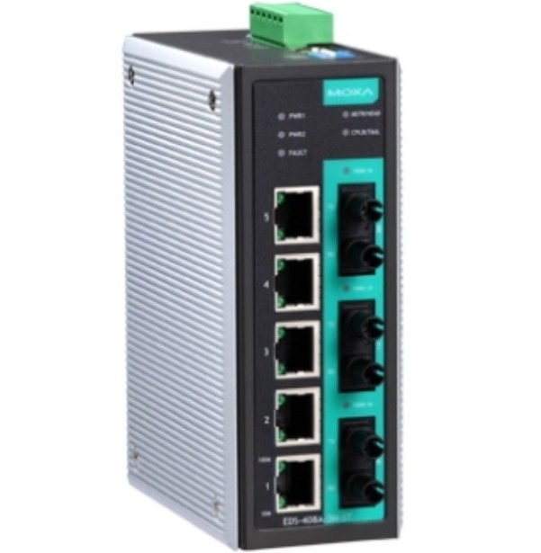 Коммутатор управляемый MOXA EDS-408A-3M-ST 5x10/100 BaseTx ports, 3 multi mode 100 BaseFx, ST