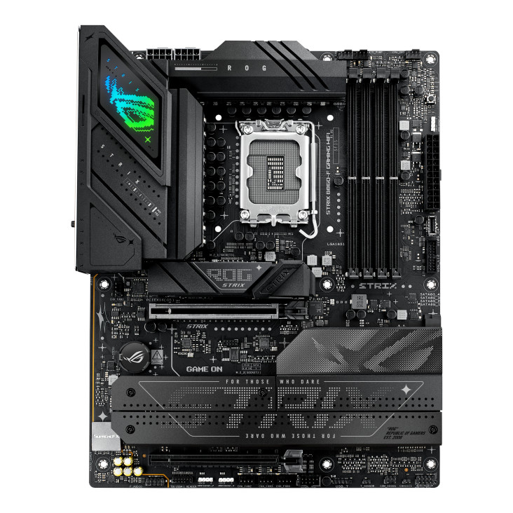 Материнская плата ATX ASUS ROG STRIX B860-F GAMING WIFI (LGA1851, B860, 4*DDR5, 4*SATA, 4*M.2, WiFi, BT, 7*USB 3.2, USB Type-C, 2*PCIe, DP, HDMI)