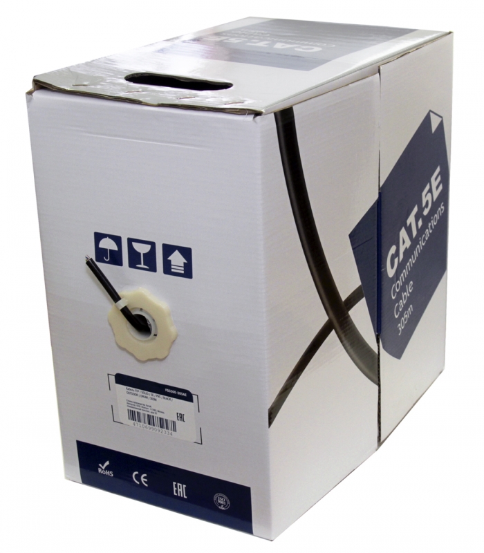 Кабель витая пара FTP 5e кат. 4 пары 5bites FS5500-305AE solid,CCAG,PE,black,outdoor,drum,305м