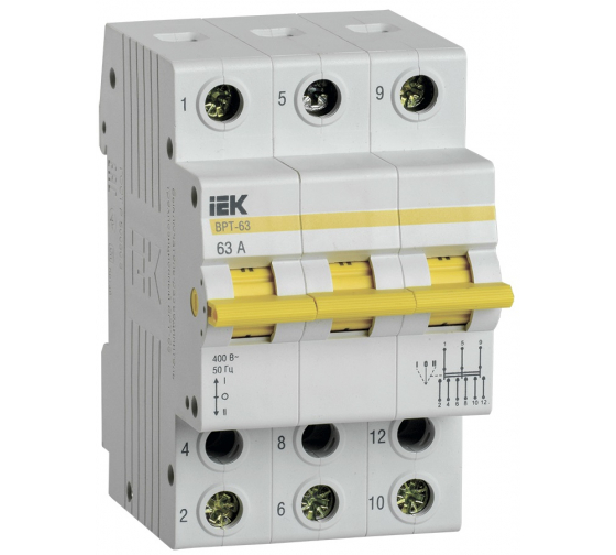 Выключатель-разъединитель  IEK ВРТ-63 трехпозиционный 3P 63А