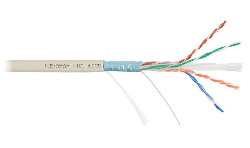 Кабель витая пара F/UTP 6а кат. 4 пары NIKOMAX NMC 4255L-IY 23AWG(0.57 мм), медь, одножильный (solid), внутренний, полимерный материал, нг(A)-LSLTx, с
