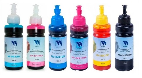 Чернила NVP NV-INK100-6 универсальные на водной основе для аппаратов Epson, комплект 6 цветов по 100 ml