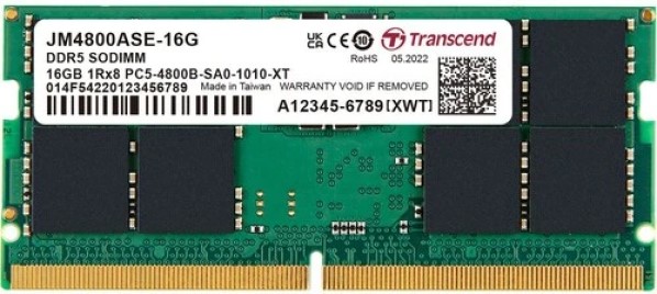 Модуль памяти SODIMM DDR5 16GB Transcend JM4800ASE-16G PC5-38400 4800MHz 1Rx8 CL40 1.1V 262 pin
