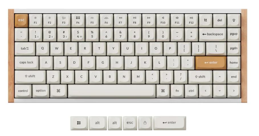  Клавиатура Wireless Keychron K2H-Q1-RU 84 клавиши, Gateron 2.0 magnetic switch Nebula, RGB, Hot-Swap, Алюминий + дерево