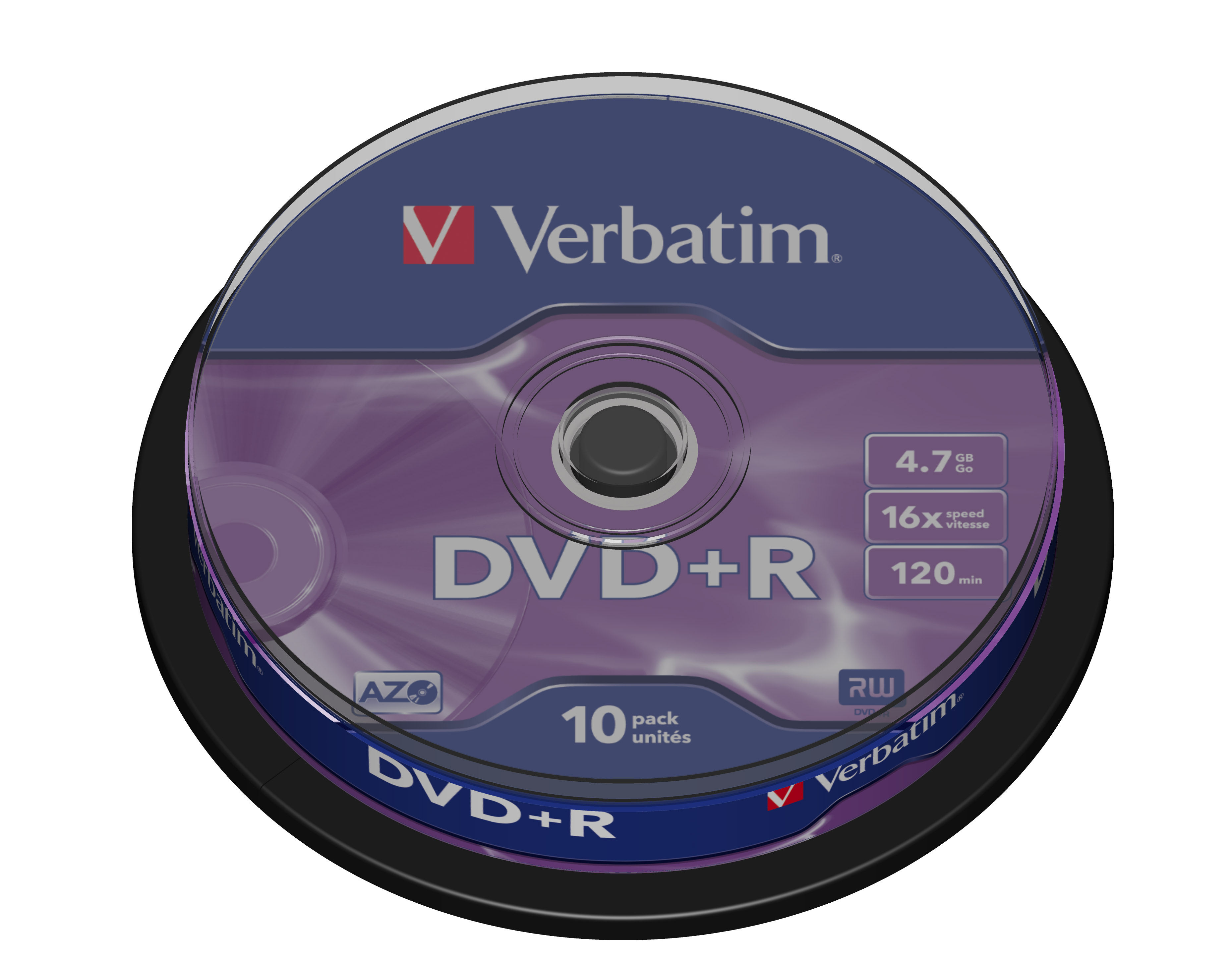 Диск DVD+R Verbatim 43498 4.7ГБ, 16х, 10шт., Cake Box