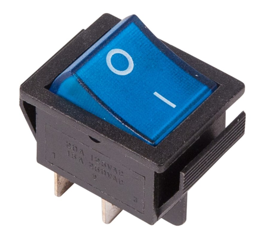 Выключатель Rexant 36-2331-1 клавишный 250V 16А (4с) ON-OFF синий с подсветкой (RWB-502, SC-767, IRS-201-1)