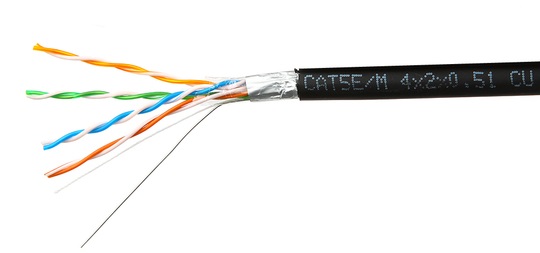 Кабель витая пара F/UTP 5e кат. 4 пары SkyNet CSP-FTP-4-CU-OUT 24AWG(0.51 мм), медь, одножильный (solid), внешний, PE, чёрный, уп/305м ''Premium''