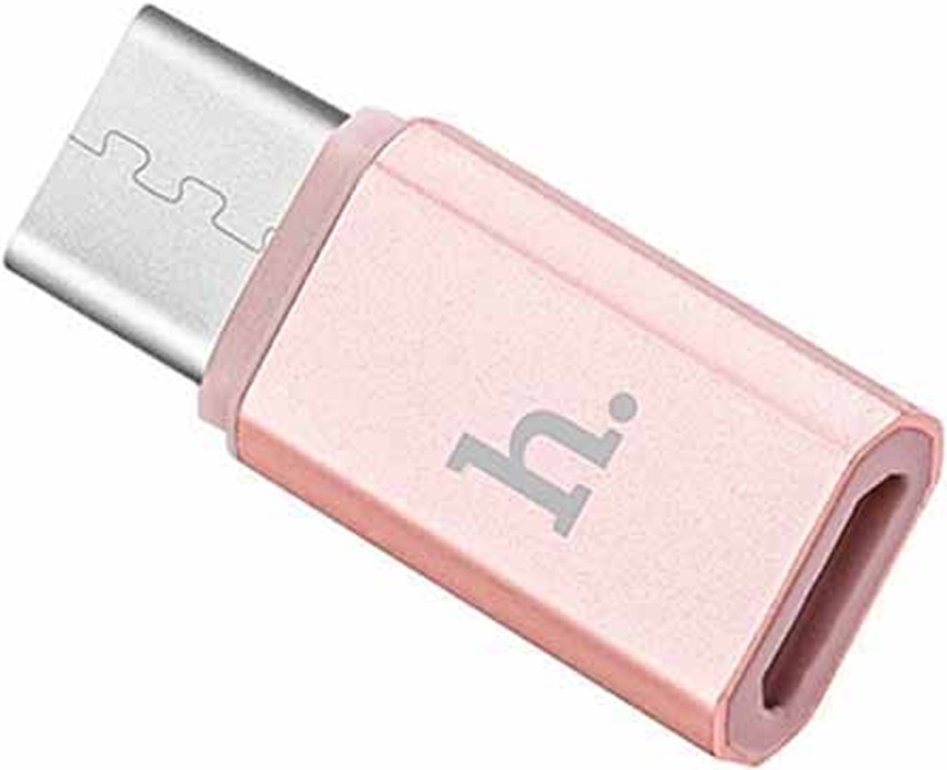 Переходник Hoco 6957531031253 Type-C - микро USB(f) плоский, пластик, цвет: розовое золото (1/200/1200)