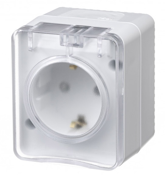 Розетка Schneider Electric ATN540145 AtlasDesign PROFI IP54 O/У с заземлением со шторками 16А 250B, белый