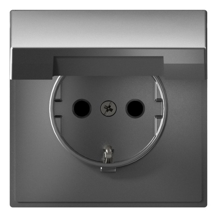 Розетка с заземлением Systeme Electric GAL000946 ArtGallery со шторками с крышкой, 16А, IP20, механизм, сталь