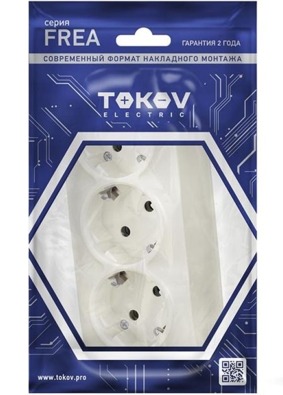 Розетка TOKOV ELECTRIC TKE-FR-R3Z-C02 3-м ОП Frea 16А IP20 250В с заземл. АБС-пластик беж
