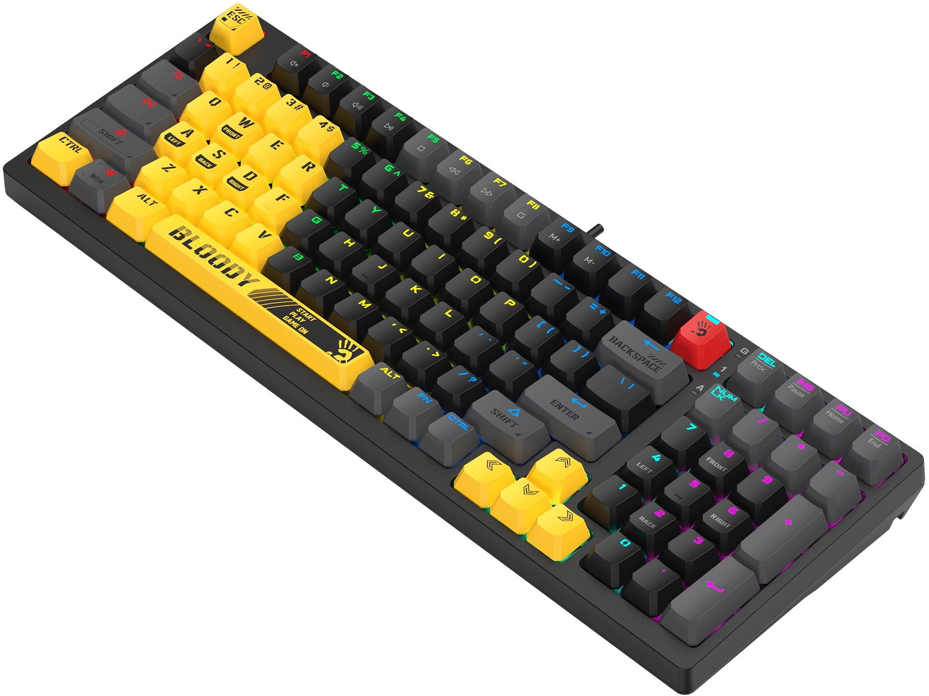 Клавиатура A4Tech Bloody S98 Sports Lime BLMS Plus механическая, желтая/серая, USB, for gamer, LED (1998354)