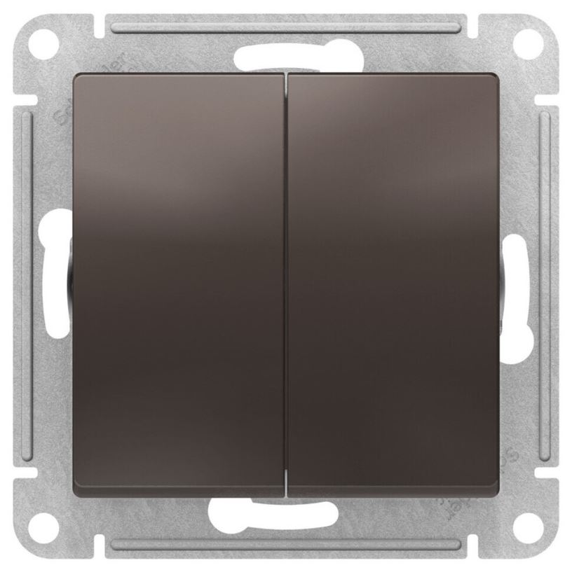 Переключатель двухклавишный Systeme Electric ATN000673 AtlasDesign перекрестный, 2 x сх. 7, 10АХ, механизм, Мокко