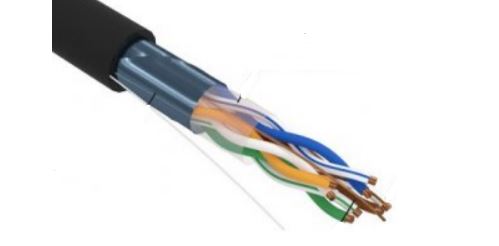 Кабель витая пара F/UTP 5e кат. 4 пары Rexant 01-0146-R PE, 4PR, 24AWG, OUTDOOR, SOLID, черный, 305м, РФ REXANT