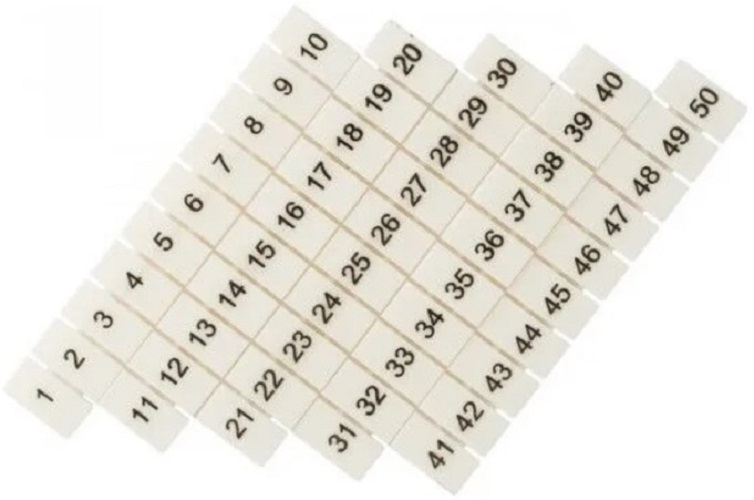 Маркер EKF zb-st-6-1-50 для JXB-ST/Push-in 6 с нумерацией 1-50 (100 шт.)