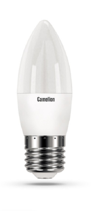 Лампа светодиодная Camelion™ LED7-C35/845/E27 7Вт/60Вт, E27, 170-265В, 4500К, 590лм, свеча (12078)