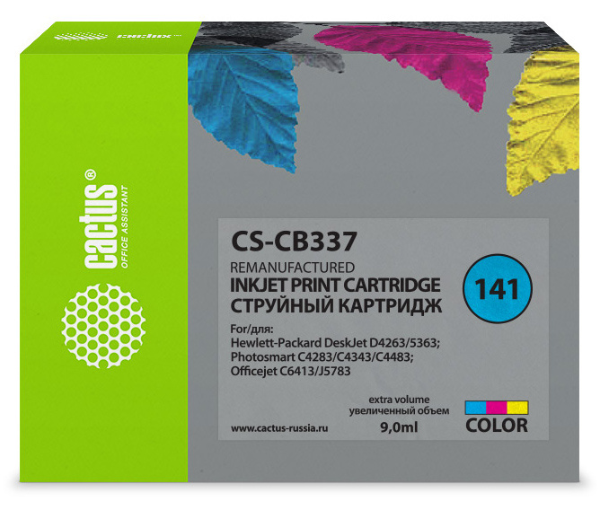Картридж Cactus CS-CB337 №141 (трехцветный) для HP DeskJet D4263/D4363/D5360; OfficeJet J5783/J6413; PhotoSmart C4273/C4283/C4343/C4383/C4473/C4483/C4