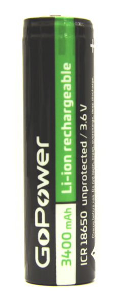 Аккумулятор GoPower 00-00015349 18650 (Pan. NCR18650B) PC1 3.6V 3400mAh без защиты плос.конт