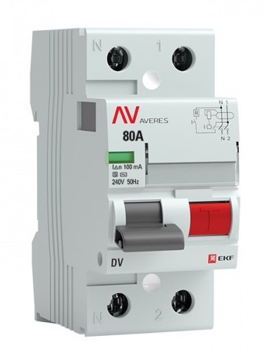 УЗО EKF rccb-2-80-100-s-av DV 2P 80А/100мА (S) AVERES