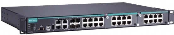 Коммутатор управляемый MOXA IKS-6728A-4GTXSFP-48-T модульный Ethernet: 8 портов 10/100BaseT(X), 4 комбо-порта 10/100/1000BaseT(X) (RJ45 + SFP), 2 слот