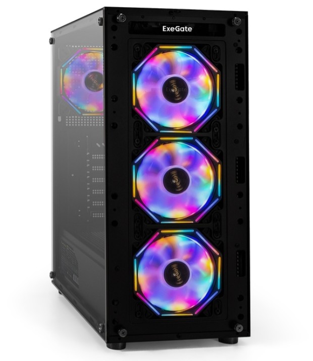 Корпус ATX Exegate i3 BASE EX296079RUS черный, БП 800W, боковая панель из закаленного стекла, USB 3.2, 2*USB 2.0, audio