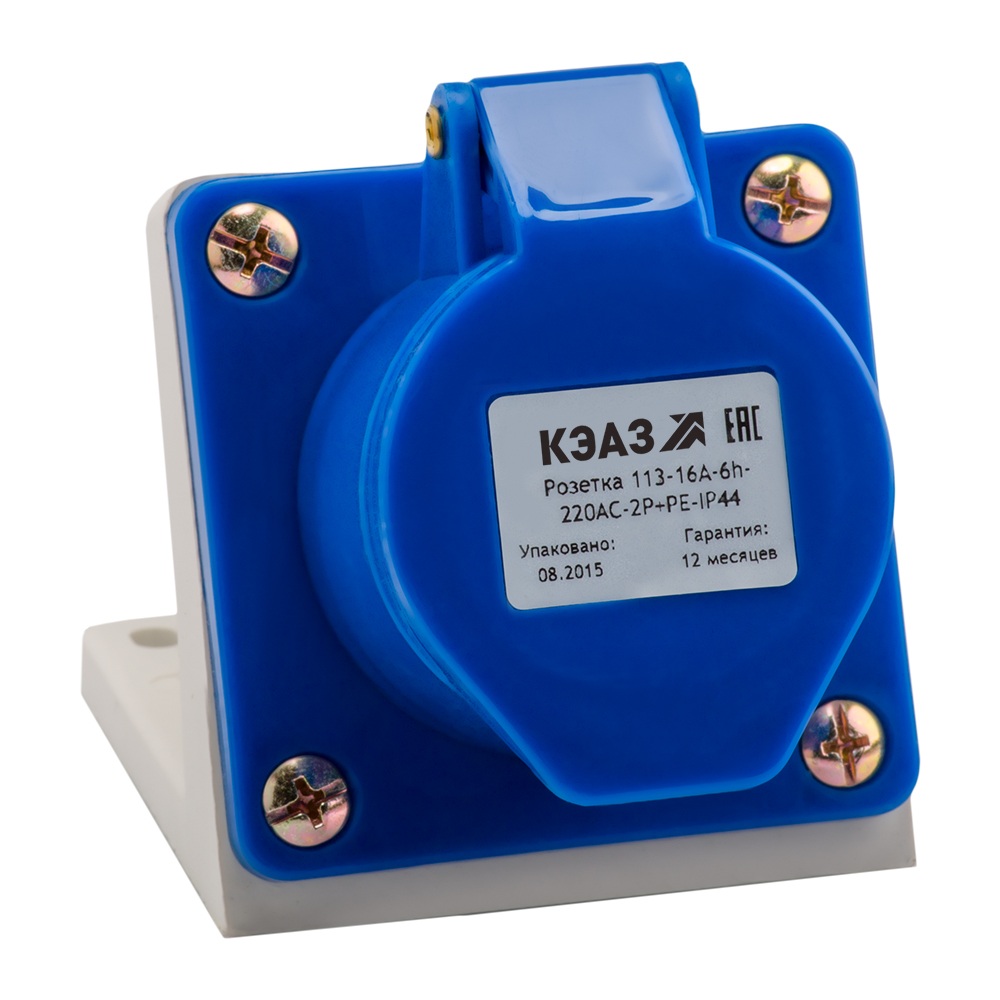 Розетка КЭАЗ 222747 123-32А-6h-220AC-2P+PE-IP44 для монтажа на поверхность