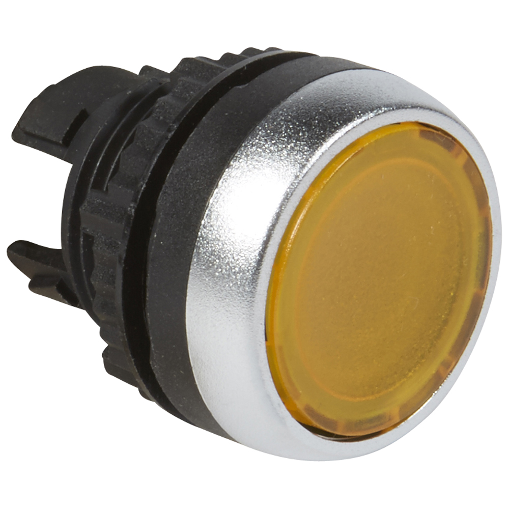 Головка с пружинным возвратом Legrand 024004 Osmoz - D22,3, для комплектации, с подсветкой, с потайным толкателем, жёлтый