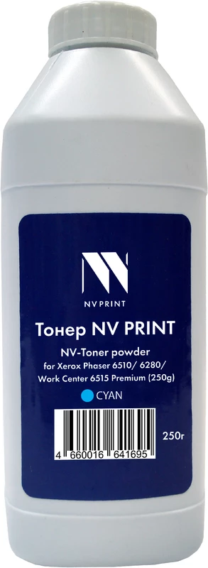 Тонер+девелопер NVP NV-XR6510-PR-250gC для Xerox Phaser 6510, 6280, WorkCenter 6515 Premium (250г) Cyan