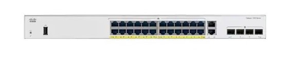 Коммутатор Cisco C1000-24P-4X-L||bp Catalyst 1000 24x 10/100/1000 Ethernet RJ-45 PoE+ ports and 195W PoE budget, 4x 10G SFP+ uplinks, Fanless