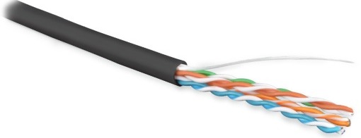 Кабель витая пара U/UTP 5e кат. 4 пары Hyperline UUTP4R-C5E-S24-OUT-LSZH-BK-500 24 AWG, 4х2х0,51 мм, однопроволочные жилы, LSZH нг(А)-HF, внешний -40°