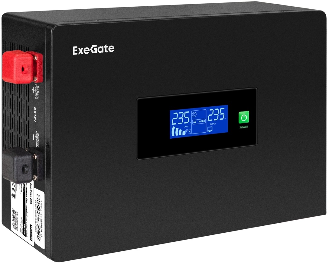 Комплект Exegate IdealSine SR-1000.LCD.2SH EX297415RUS ИБП EX295993RUS + батарея 75Aч EX285653RUS 1шт (инвертор, синус, для котла, PF=1, настенный) 10