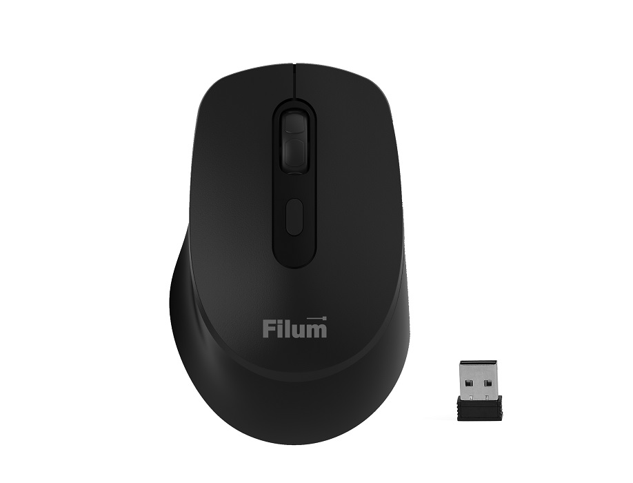 Мышь Wireless Filum FL-MBT05-BK оптическая USB/BT 4 кл., DPI: 800/1200/1600, питание АА 1 шт., черная, Windows XP/Vista/7/8/10, MacOS
