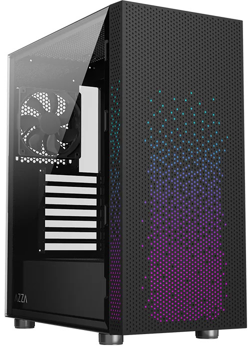 Корпус ATX Azza Celesta F CSAZ-340F черный, без БП, боковая панель из закалённого стекла, 2xUSB2.0, USB3.0, audio