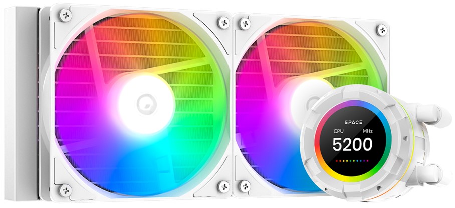 Системы жидкостного охлаждения Система охлаждения жидкостная ID-Cooling SL240 XE WHITE LGA20XX/1700/1200/115X/AM5/AM4 (2*120mm fan, TDP 300W, 76.16CFM, 35.2dBa, 4-pin PWM, LCD Displ