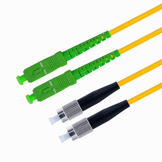 Патч-корд волоконно-оптический TELCORD ШОС-2x3.0-2FC/U-2SC/A-SM-2м-LSZH-YL duplex FC/UPC-SC/APC, SM 9/125 (G652D), 3.0 мм, LSZH, 2м